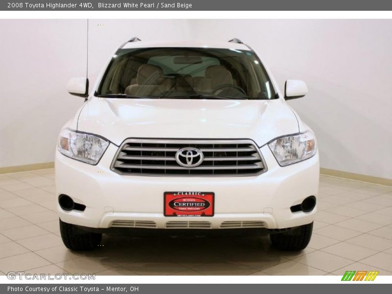Blizzard White Pearl / Sand Beige 2008 Toyota Highlander 4WD