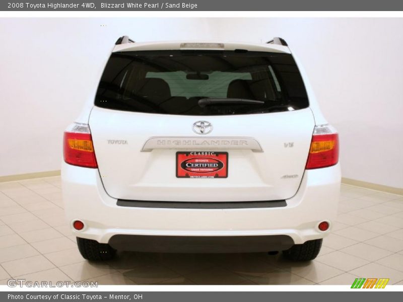Blizzard White Pearl / Sand Beige 2008 Toyota Highlander 4WD