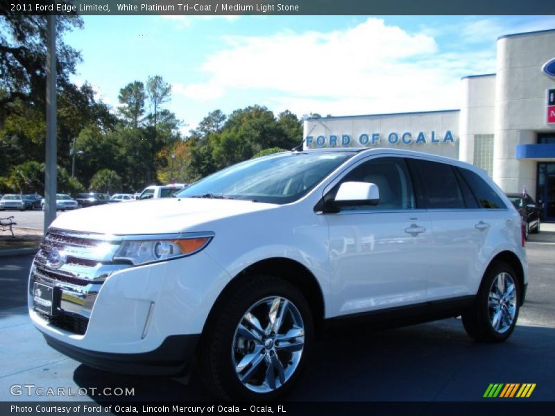 White Platinum Tri-Coat / Medium Light Stone 2011 Ford Edge Limited