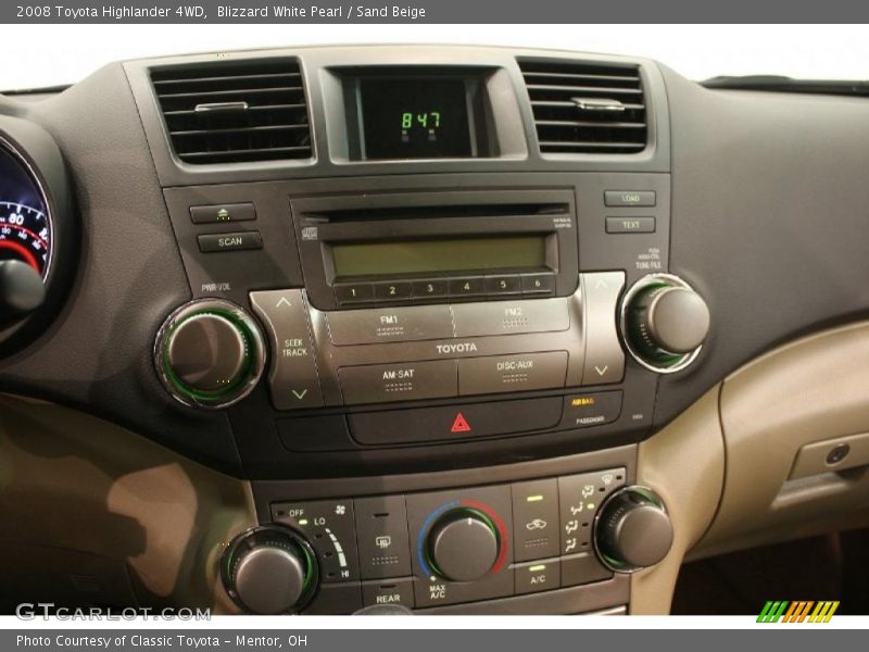 Blizzard White Pearl / Sand Beige 2008 Toyota Highlander 4WD