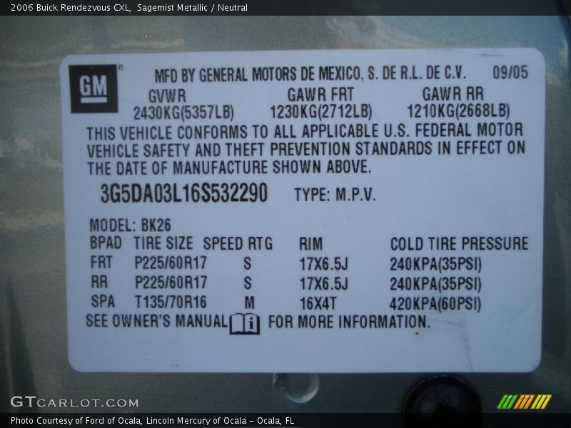 Sagemist Metallic / Neutral 2006 Buick Rendezvous CXL