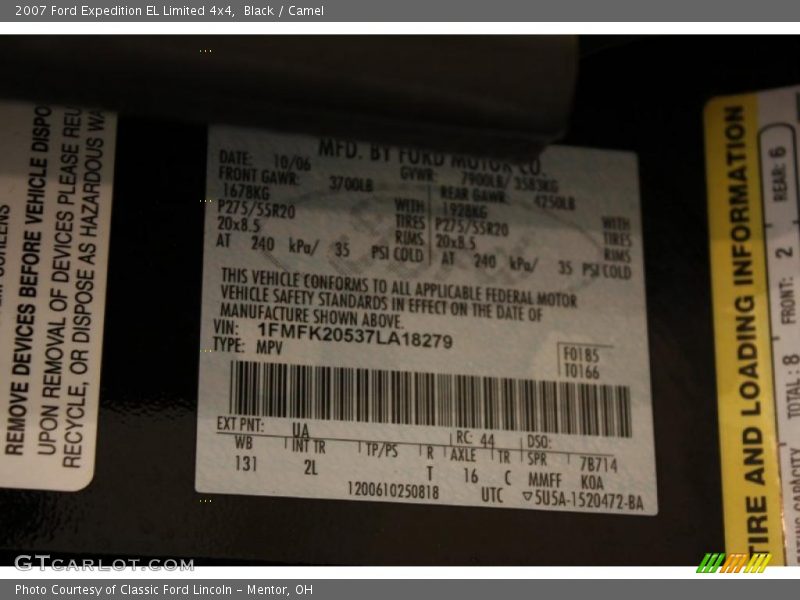 Black / Camel 2007 Ford Expedition EL Limited 4x4