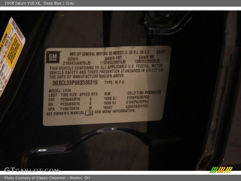 Deep Blue / Gray 2008 Saturn VUE XE