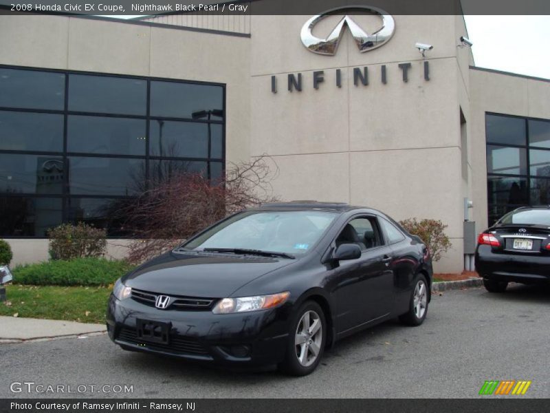 Nighthawk Black Pearl / Gray 2008 Honda Civic EX Coupe