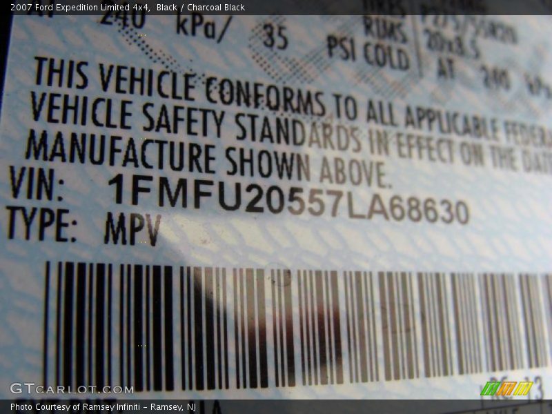 Black / Charcoal Black 2007 Ford Expedition Limited 4x4