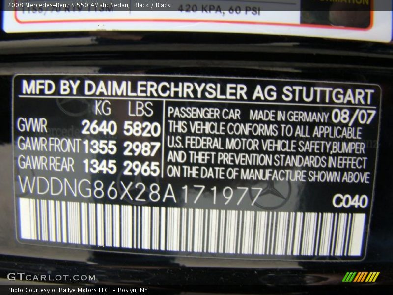 Black / Black 2008 Mercedes-Benz S 550 4Matic Sedan