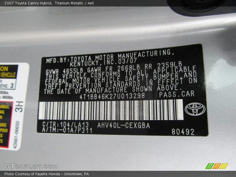 Titanium Metallic / Ash 2007 Toyota Camry Hybrid