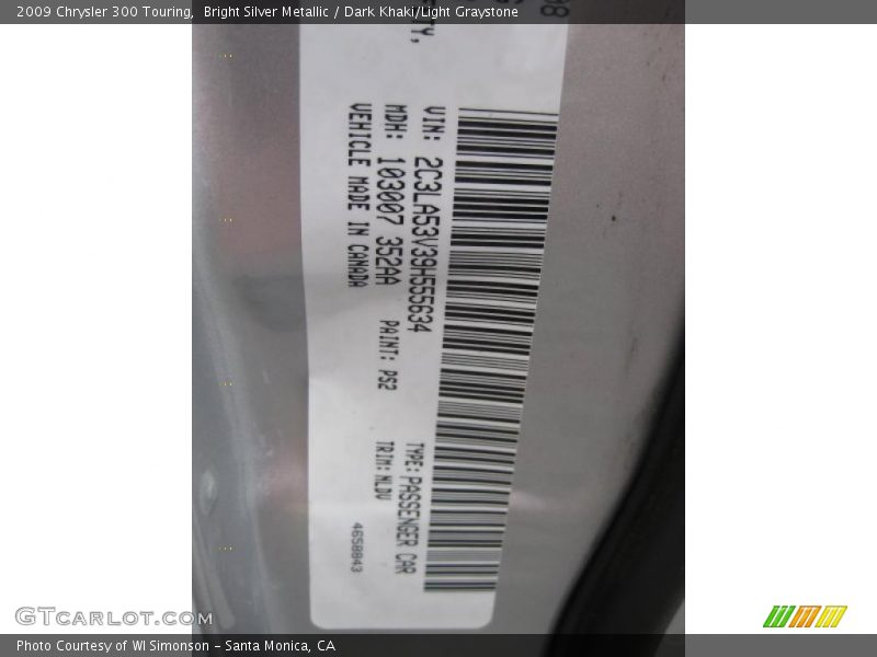 Bright Silver Metallic / Dark Khaki/Light Graystone 2009 Chrysler 300 Touring