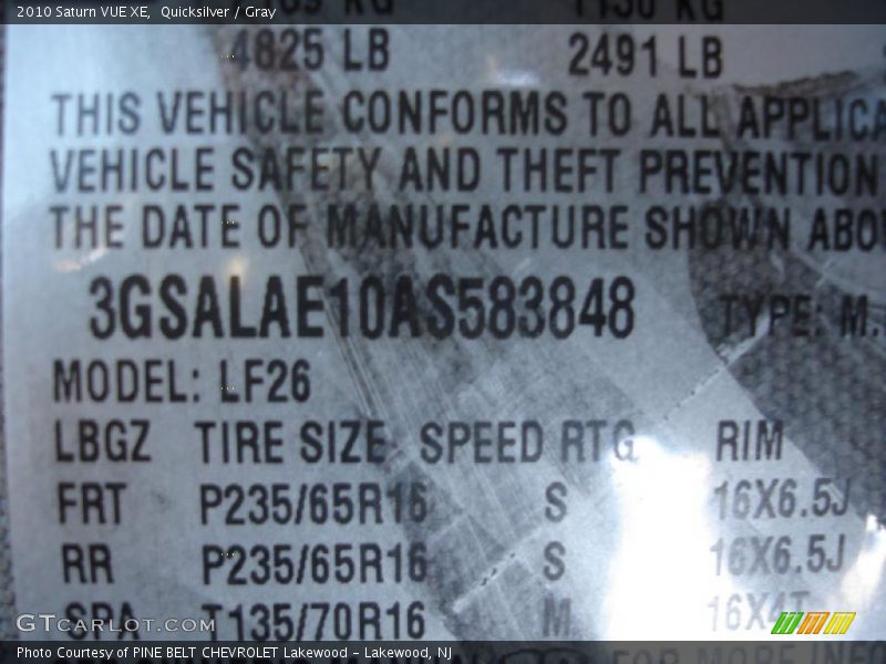 Quicksilver / Gray 2010 Saturn VUE XE