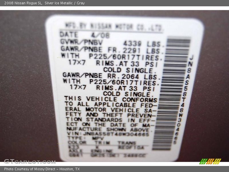Silver Ice Metallic / Gray 2008 Nissan Rogue SL