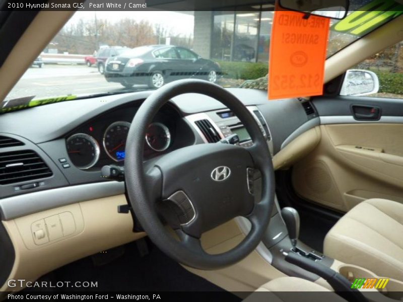 Pearl White / Camel 2010 Hyundai Sonata GLS