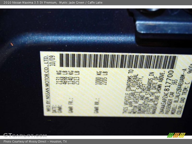 Mystic Jade Green / Caffe Latte 2010 Nissan Maxima 3.5 SV Premium