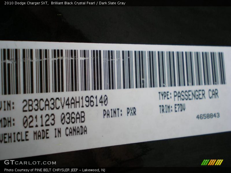 Brilliant Black Crystal Pearl / Dark Slate Gray 2010 Dodge Charger SXT