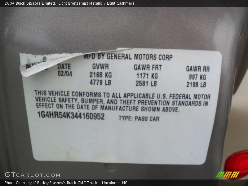 Light Bronzemist Metallic / Light Cashmere 2004 Buick LeSabre Limited