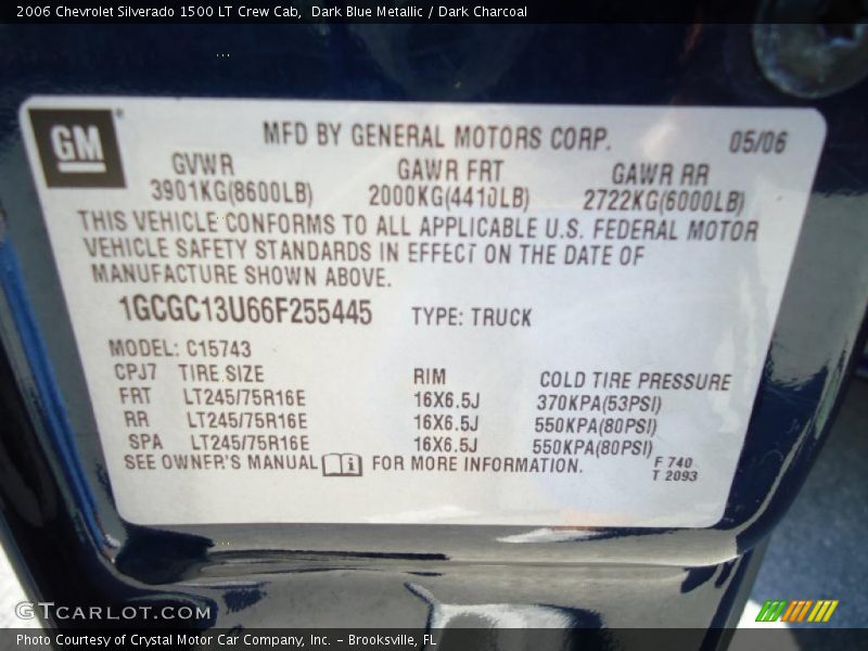 Dark Blue Metallic / Dark Charcoal 2006 Chevrolet Silverado 1500 LT Crew Cab