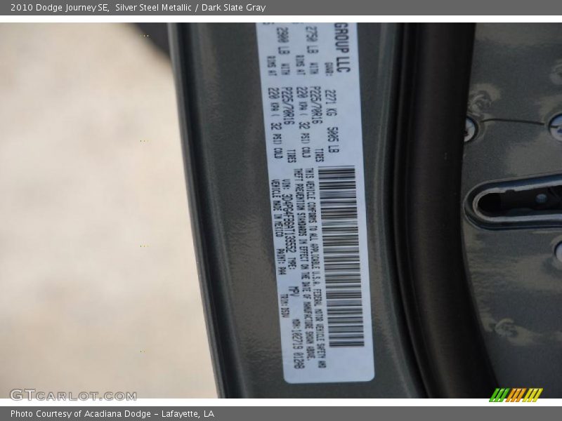 Silver Steel Metallic / Dark Slate Gray 2010 Dodge Journey SE