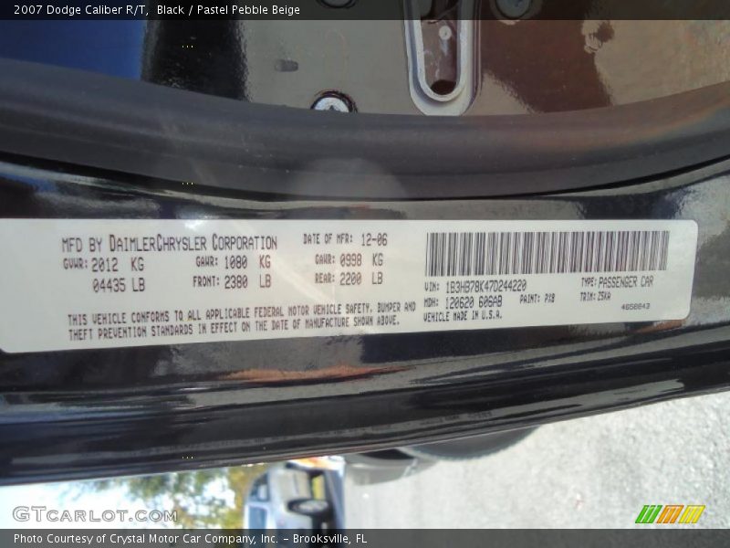 Black / Pastel Pebble Beige 2007 Dodge Caliber R/T