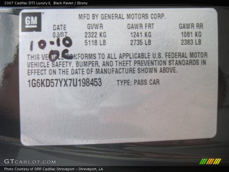 Black Raven / Ebony 2007 Cadillac DTS Luxury II