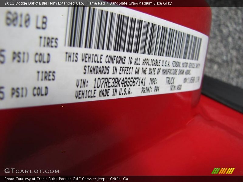 2011 Dakota Big Horn Extended Cab Flame Red Color Code PR4