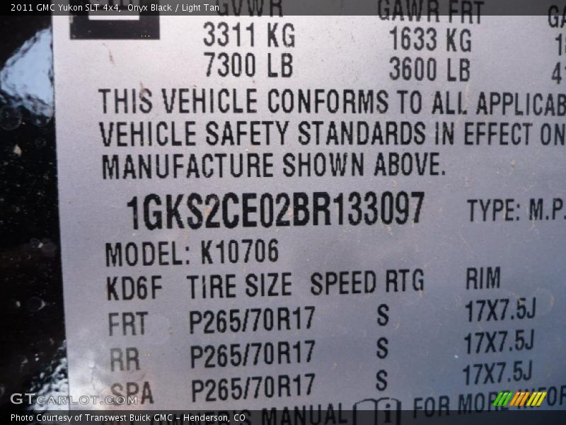 Onyx Black / Light Tan 2011 GMC Yukon SLT 4x4