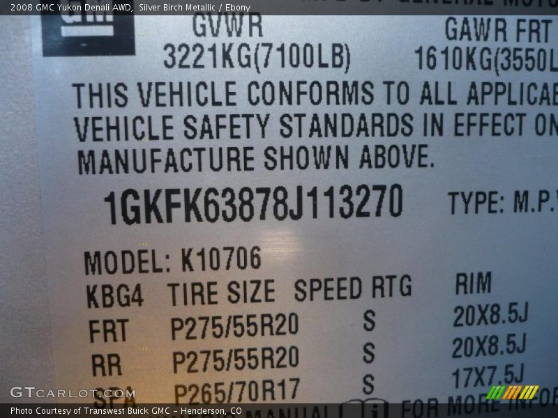 Silver Birch Metallic / Ebony 2008 GMC Yukon Denali AWD