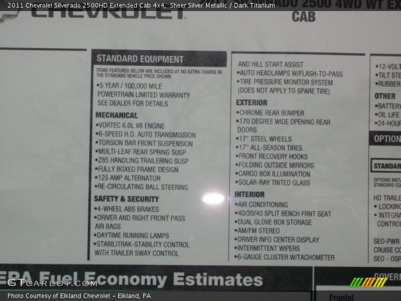 Sheer Silver Metallic / Dark Titanium 2011 Chevrolet Silverado 2500HD Extended Cab 4x4