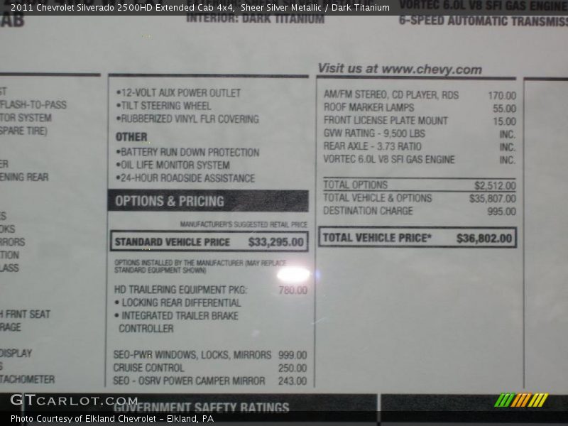 Sheer Silver Metallic / Dark Titanium 2011 Chevrolet Silverado 2500HD Extended Cab 4x4