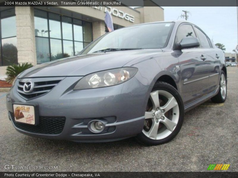 Titanium Gray Metallic / Black/Red 2004 Mazda MAZDA3 s Sedan