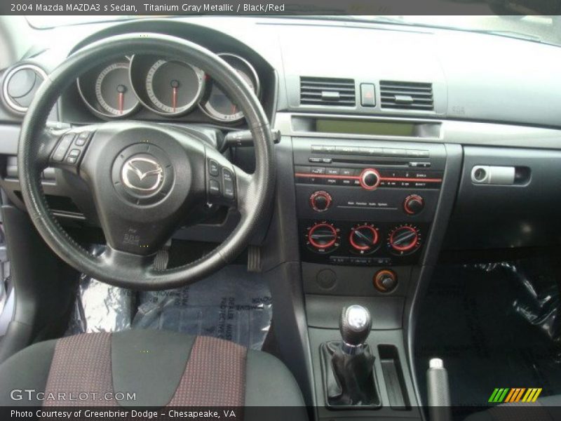 Titanium Gray Metallic / Black/Red 2004 Mazda MAZDA3 s Sedan
