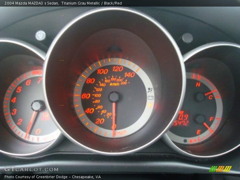 Titanium Gray Metallic / Black/Red 2004 Mazda MAZDA3 s Sedan