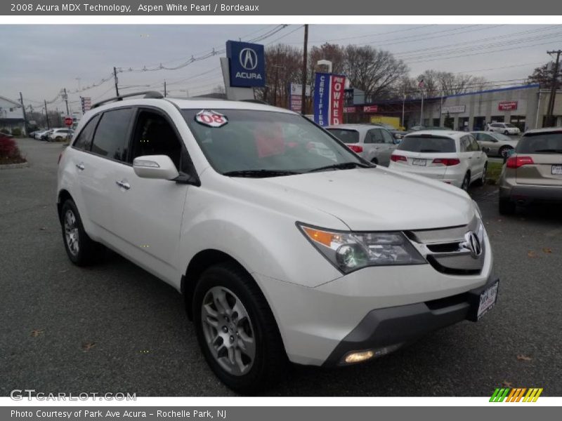 Aspen White Pearl / Bordeaux 2008 Acura MDX Technology