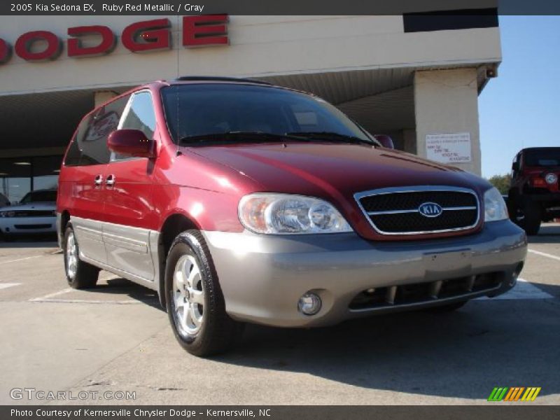 Ruby Red Metallic / Gray 2005 Kia Sedona EX