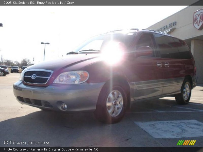 Ruby Red Metallic / Gray 2005 Kia Sedona EX