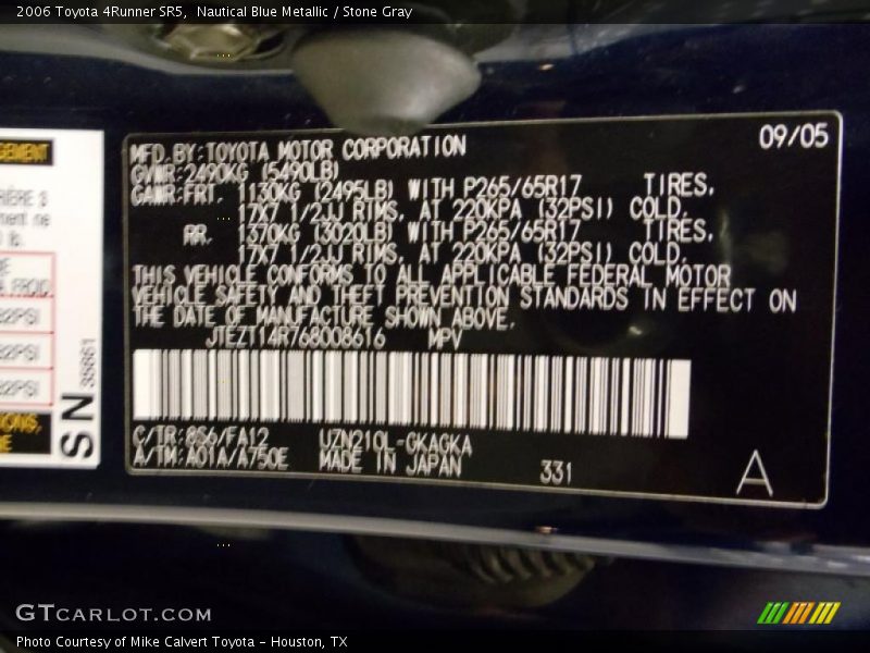 Nautical Blue Metallic / Stone Gray 2006 Toyota 4Runner SR5