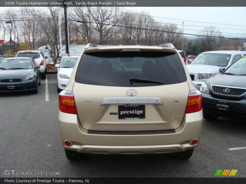 Sandy Beach Metallic / Sand Beige 2008 Toyota Highlander Limited 4WD