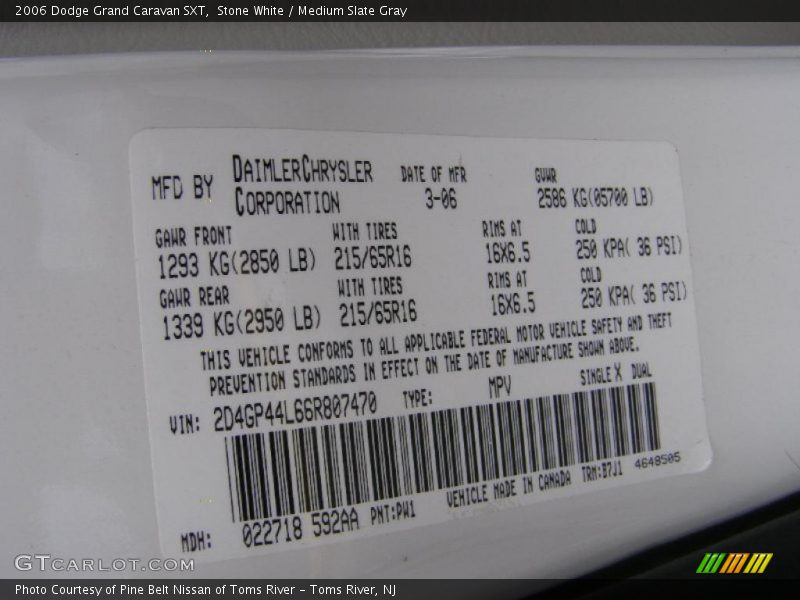 Stone White / Medium Slate Gray 2006 Dodge Grand Caravan SXT