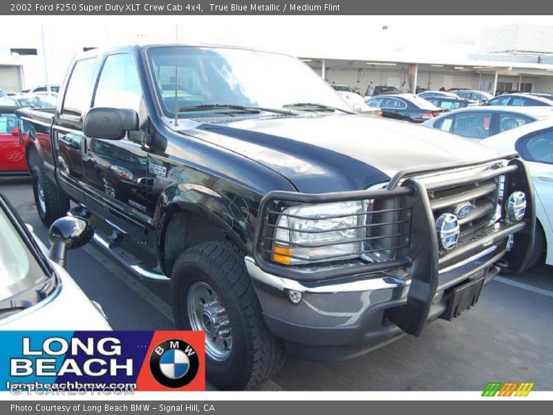 True Blue Metallic / Medium Flint 2002 Ford F250 Super Duty XLT Crew Cab 4x4