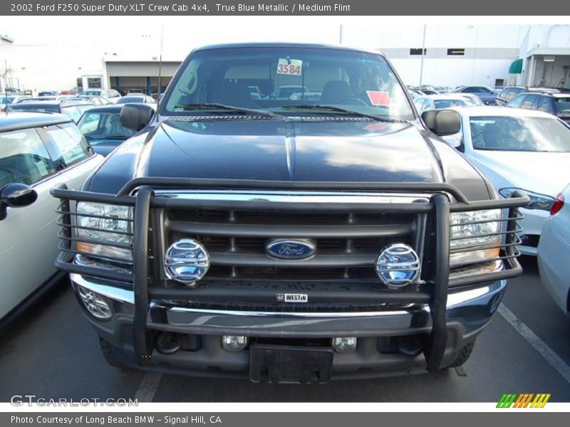 True Blue Metallic / Medium Flint 2002 Ford F250 Super Duty XLT Crew Cab 4x4