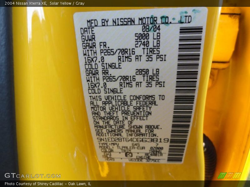 Solar Yellow / Gray 2004 Nissan Xterra XE