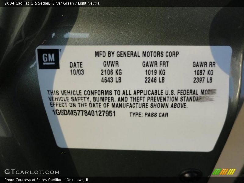 Silver Green / Light Neutral 2004 Cadillac CTS Sedan
