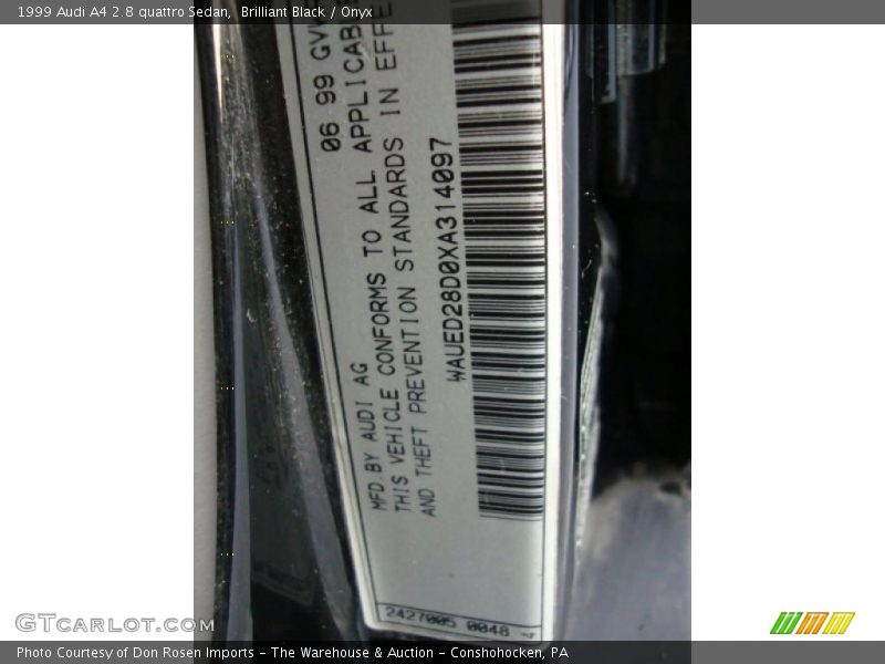 Brilliant Black / Onyx 1999 Audi A4 2.8 quattro Sedan