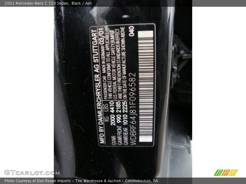 Black / Ash 2001 Mercedes-Benz C 320 Sedan