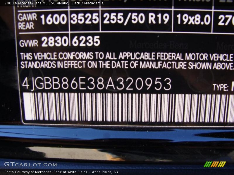 Black / Macadamia 2008 Mercedes-Benz ML 350 4Matic