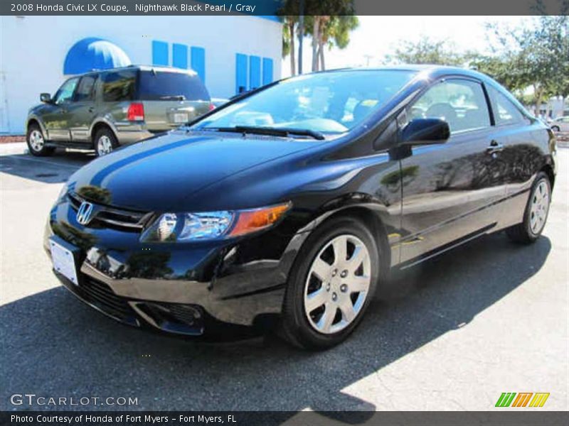 Nighthawk Black Pearl / Gray 2008 Honda Civic LX Coupe