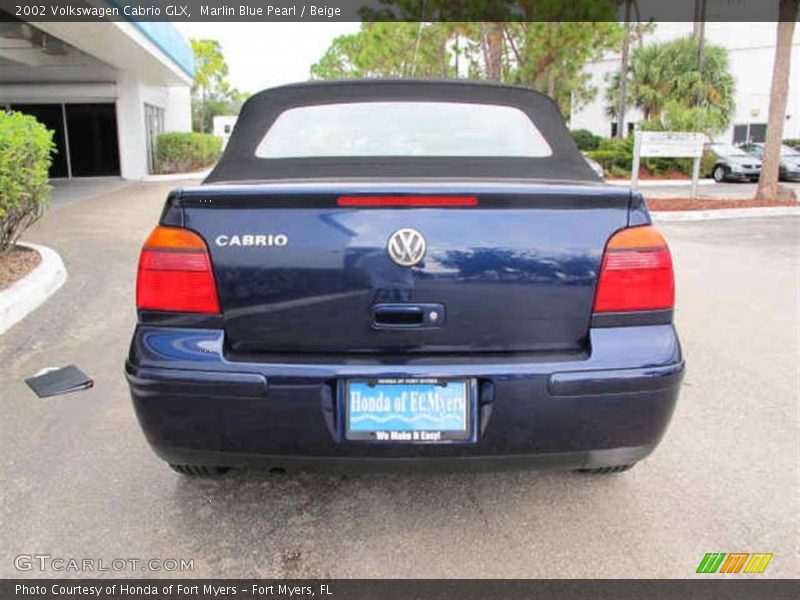 Marlin Blue Pearl / Beige 2002 Volkswagen Cabrio GLX