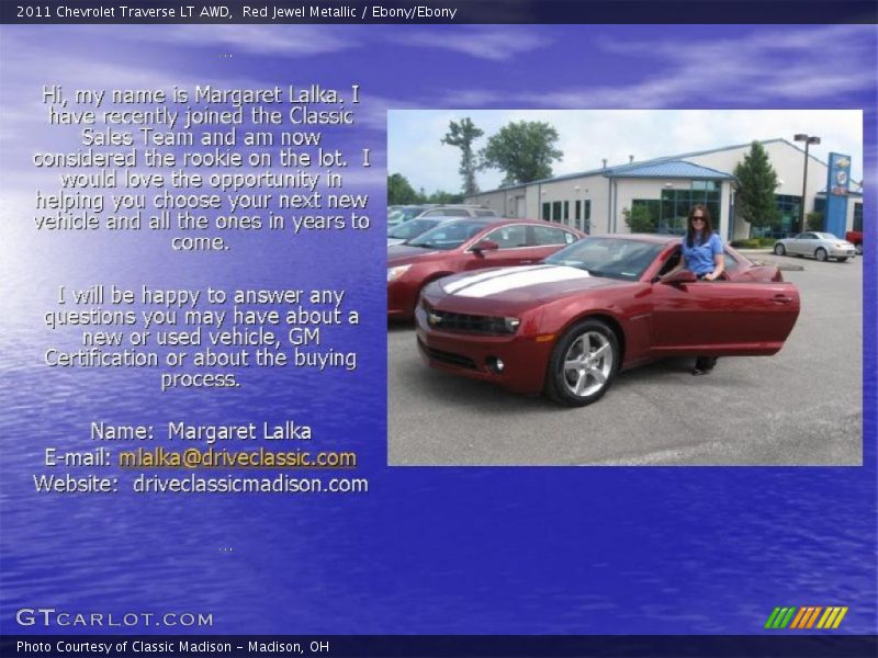 Red Jewel Metallic / Ebony/Ebony 2011 Chevrolet Traverse LT AWD