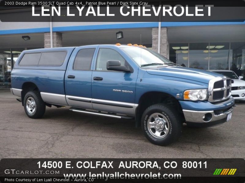 Patriot Blue Pearl / Dark Slate Gray 2003 Dodge Ram 3500 SLT Quad Cab 4x4