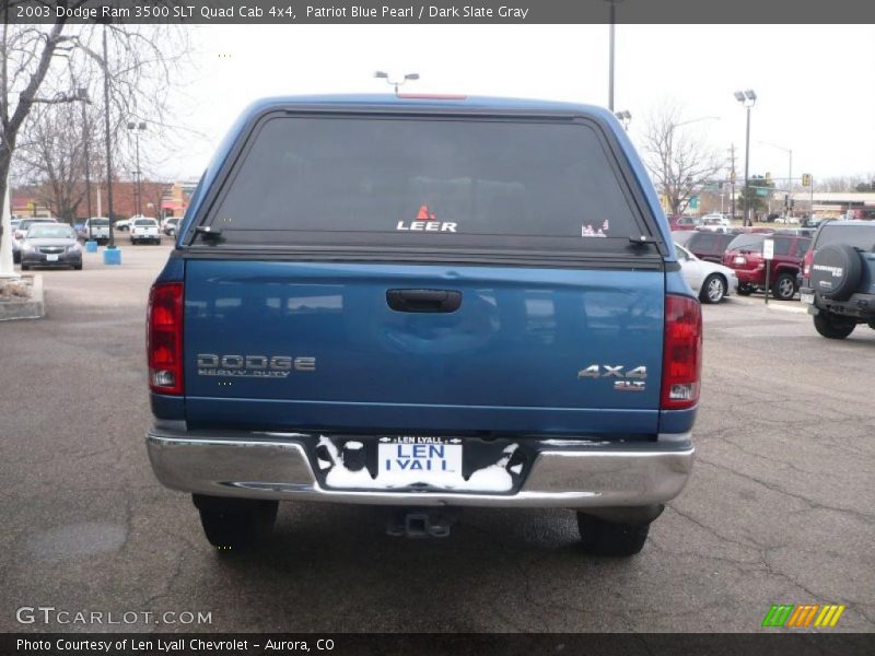 Patriot Blue Pearl / Dark Slate Gray 2003 Dodge Ram 3500 SLT Quad Cab 4x4