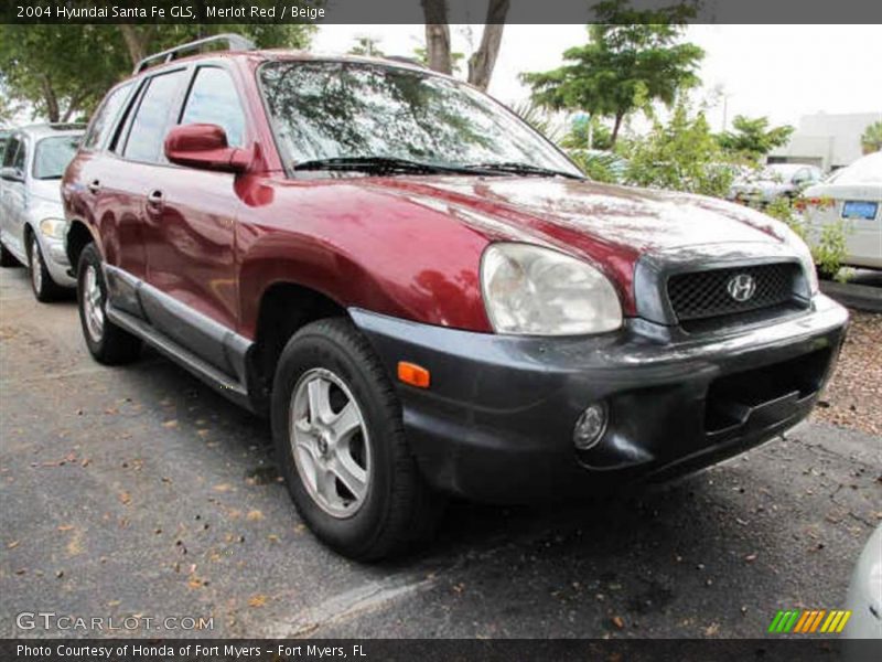 Merlot Red / Beige 2004 Hyundai Santa Fe GLS