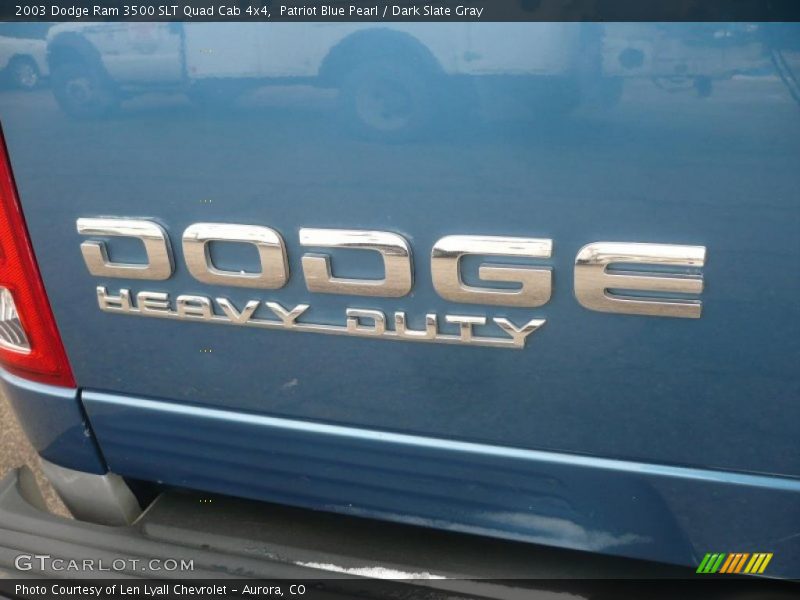 Patriot Blue Pearl / Dark Slate Gray 2003 Dodge Ram 3500 SLT Quad Cab 4x4